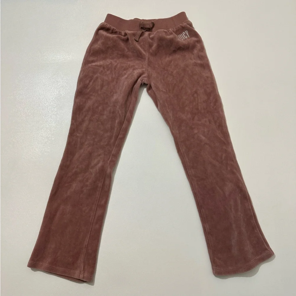 Juicy Couture Mauve Pink Velour Two Piece Front Zip Track Suit Girls Size 7